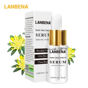 

LANBENA Pore Treatment Serum Shrink Pores Blackhead Remover Acne Spots Hyaluronic Acid Vitamin C Face Essence Skin Care 15ml