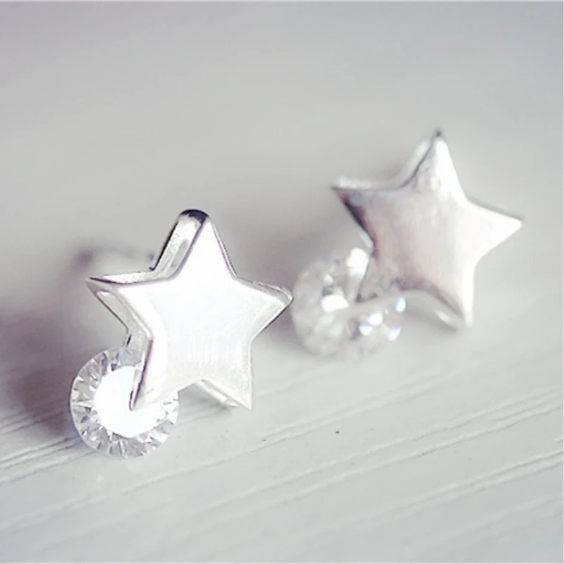 

Rhinestone Star 925 Sterling Silver Literary Korea Sweet Temperament Personality Trendy Female Stud Earrings SEA198