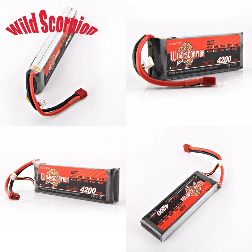 

1pcs Wild Scorpion 7.4V 4200mAh 35C Li-po Pack 2cells Battery Rechargeable RC Battery