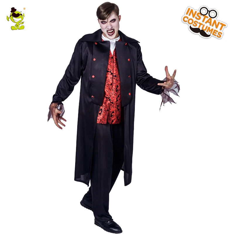 Взрослых для мужчин Deluxe вампира костюмы косплэй Пурим и вечерние человек костюм вампира костюм