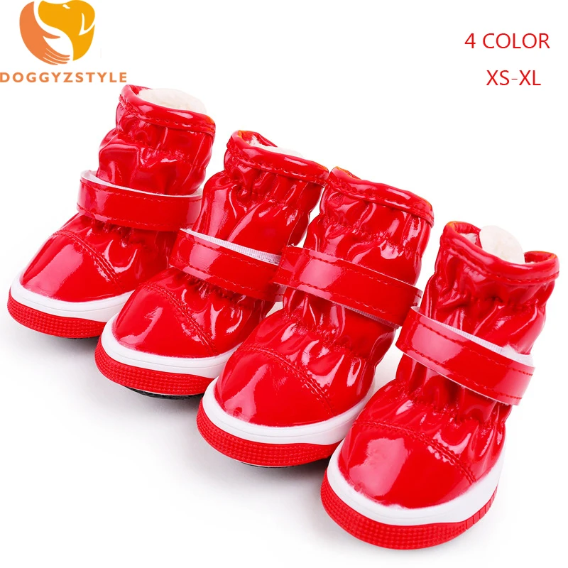 

4pcs/set Waterproof Dog Boots Pet Puppy Anti-slip Shoes Winter PU Outdoor Snow Boot For Small Dogs Chihuahua Casual Sneaker