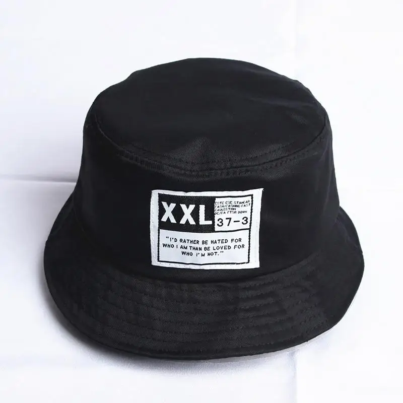 2018 cotton XXL letter Patch bucket hat Long strap Fisherman hat Sun