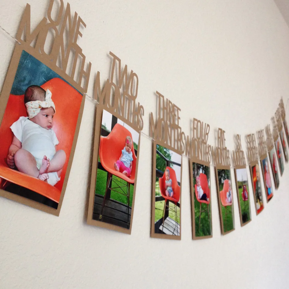 

Kids Birthday Gift Decorations 1-12 Month Photo Banner Monthly Photo Wall
