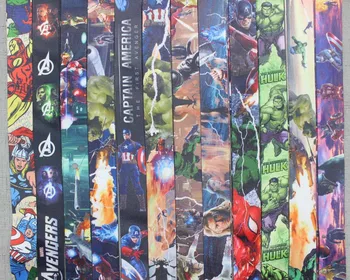

Wholesale Lot Cartoon Super hero The Avengers Iron Man Captain America Hulk Phone key chain Neck Strap Keys Camera ID Card Lanya