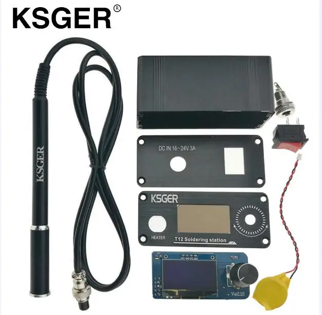 KSGER V2.1S STM32 OLED T12 цифровой DIY контроллер паяльной станции 9501 из сплава нержавеющей стали железная ручка электрического паяльника - Цвет: SET 3