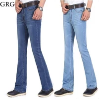 High Quality Men's Summer Thin Boot Cut Jeans Male Mid Waist Business Waterwash Denim Pants  flares Trousers 26-38 1