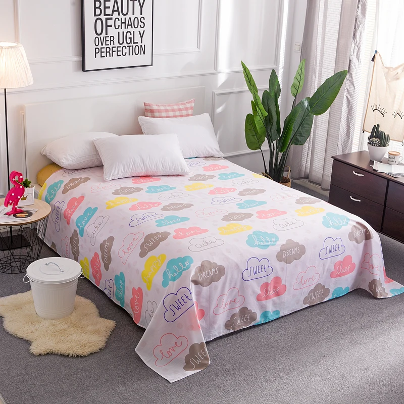 cotton cartoon flat sheets king size pretty stars stripe rective pretty bed sheets