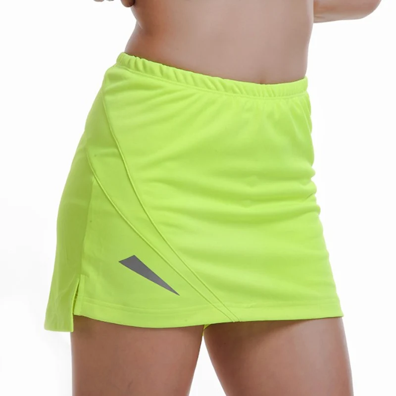 Оранжевые юбки для тенниса, йоги, фитнеса, короткая юбка для бадминтона, дышащие быстросохнущие женские спортивные юбки для пинг-понга, настольного тенниса - Цвет: W5D 2 green