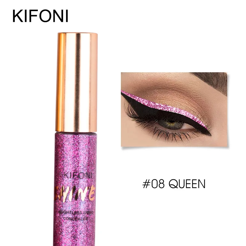 KIFONI Glitter Eyeliner Waterproof Makeup Eye Liner Pencils Long Lasting Shimmer White Blue Color Brand Liquid Eyeliner - Цвет: 08