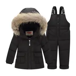 Зимние комбинезоны для новорожденных-20 градусов теплый толстый Подпушка пальто с капюшоном верхняя одежда для детей для маленьких девочек