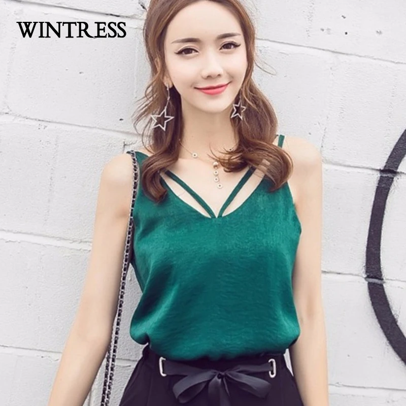 Wintress Лето 2017 г. модные женские туфли майка v-образным вырезом одноцветное удобные