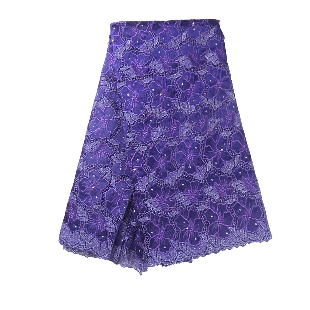 Purple Guipure Lace Fabric With Embroidered Process 5 Yards 2017 High
