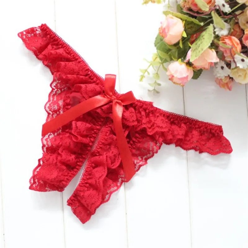 

Hot Sexy Female Lingerie Women G String Thongs Briefs Low Waist Open Crotch Panty Ladies Flower Lace Thong Erotic Underwear