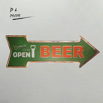 

DL-beer bar we are open come in vintage irregular arrow metal sign bar club pub wall decor