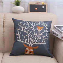 45*45CM Gray-blue Linen Pillowcase Fawn Pattern Square Pillowcase Home Pillow Case Breathable Flax Without pillow 45*45CM Gray-blue Linen Pillowcase Fawn Pattern Square Pillowcase Home Pillow Case Breathable Flax Without pillow