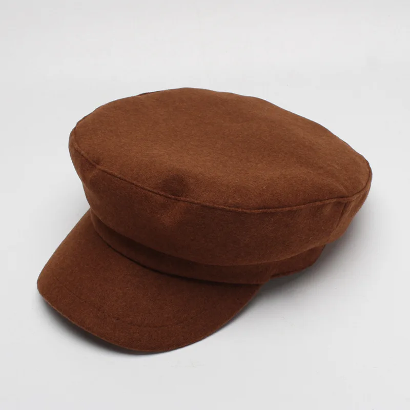 Women Fashion Military Hats Fashion Flat Top Wool Newsboy Caps Autumn Winter Octagonal Hat