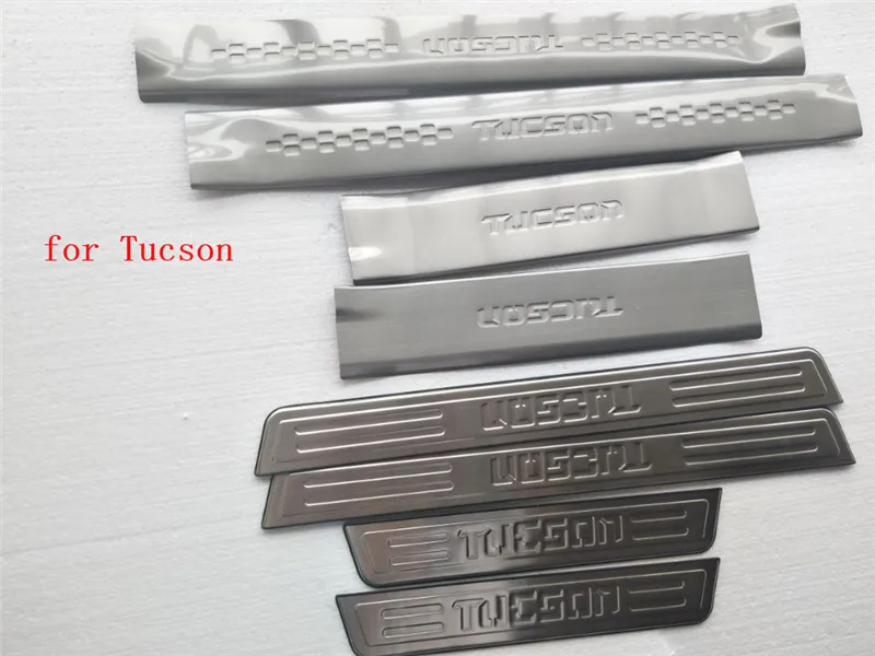 

4PCS/8PCS/SET stainless steel Internal + External Scuff Plate/Door Sill Car-covers for Hyundai Tucson 2004-2014 Car styling