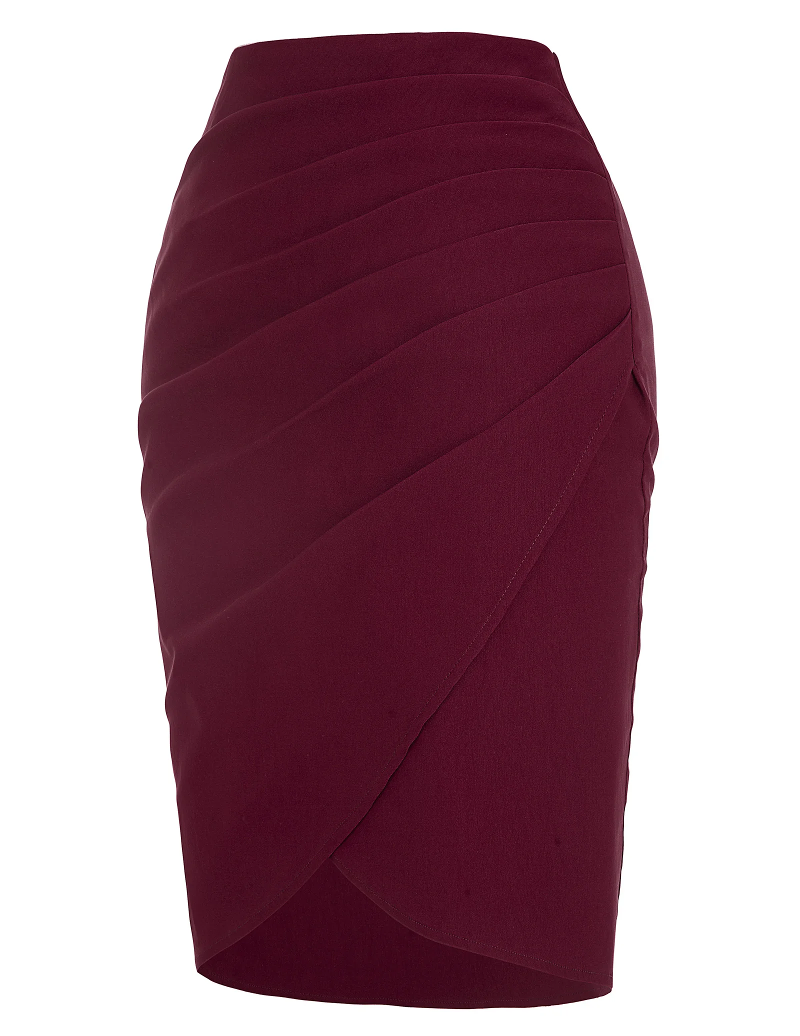 

Kk Women Irregular Hem High Stretchy Pleated Hips-wrapped Skirt Black/wine