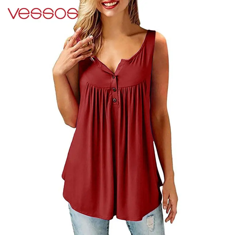 Vessos Holiday Home Sleeveless Tops Casual T Shirt Leisure