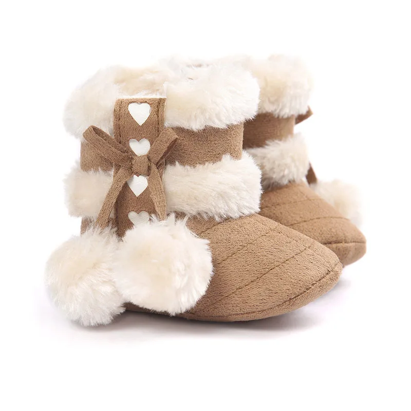 Однотонные Зимние ботиночки для новорожденных девочек; очень теплые зимние ботинки из искусственного флиса; нескользящая обувь для малышей 0-18 месяцев