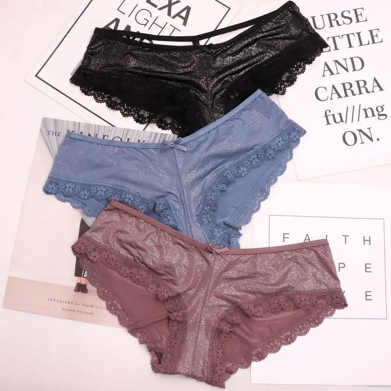 

SP&CITY European Luxury Lace Satin Panties For Women Shining Sexy Seamless Underwear Hollow Out Female Lingerie Briefs Tanga