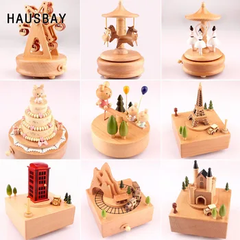 

Creative Wooden Music Box Handmade Solid Wood Clockwork Craft Music Box Valentine's Day Birthday Gifts Music Box D040