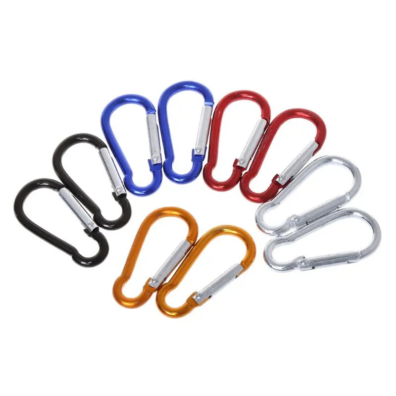 

Hot 10pcs Aluminum Alloy D Carabiner Spring Snap Clip Hooks Keychain Quickdraws W20