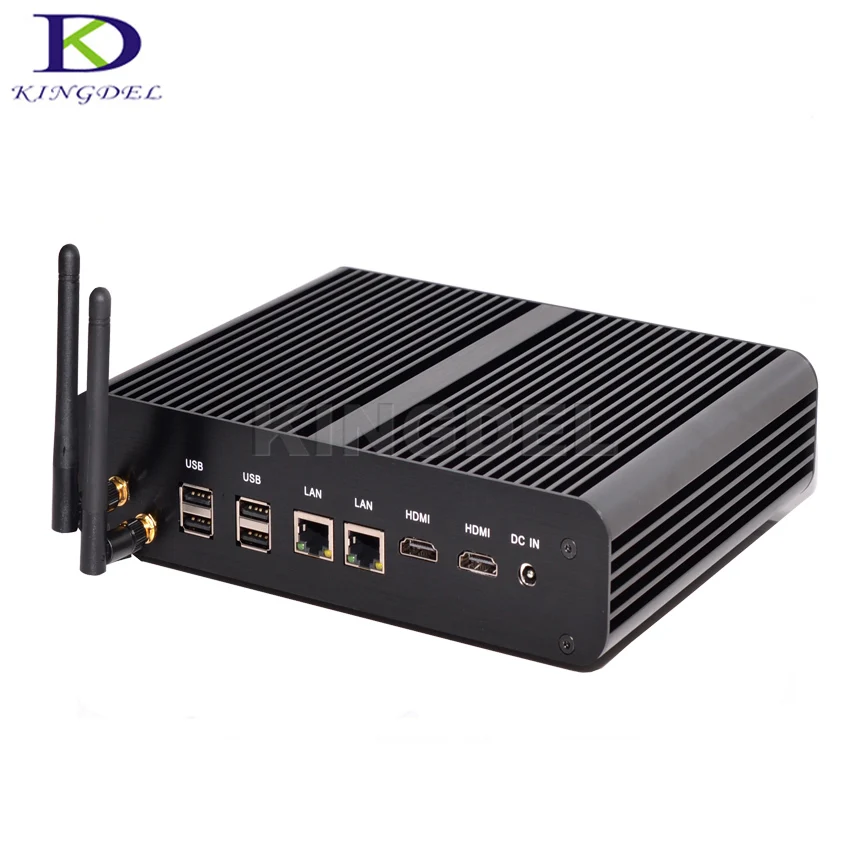 4 К HTPC Mini-Itx мини-ПК бродуэлл Core i7 5500U 5550U Barebone NUC Безвентиляторный Mini PC Настольный компьютер с 2 * HDMI 2 * LAN 1 * Слот SD