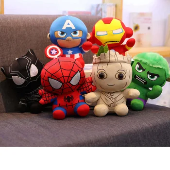 

6 PCS A Lot 18 cm Avengers Super Hero Plush Toys Wall Stuff Stuffed Iron Man Spider Man Thor Cartoon Toys For Children
