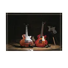 3D цифровая печать Музыка Декор электрические гитары на освещенных деревянном полу коврик для ванной нескользящий пол EntrywaysDoor коврик