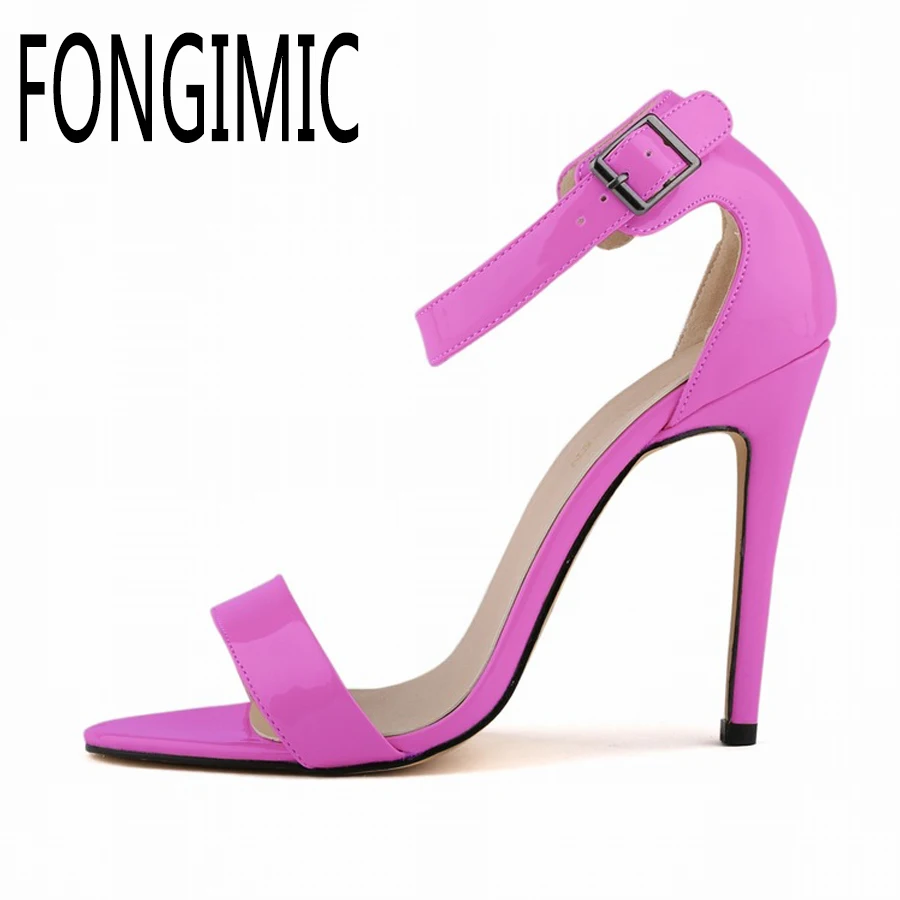 

Hot Sellinh Summer women sexy PU Solid Color Sexy Peep Toe Plus Size Comfortable Thin High Heels High-End Sandals Shoes Pumps