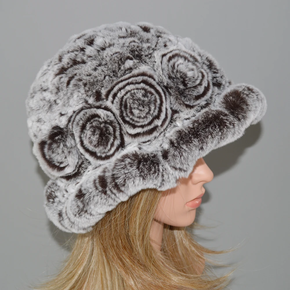 Шапки женские вязаные из меха кролика рекс|Женские Skullies и шапочки| |