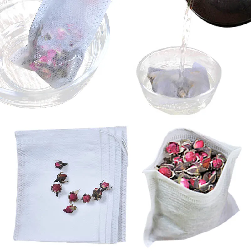 

100Pcs Cook Herb Spice Tools Tea Bags Drawstring Pouch Coffee Pouches Multifunction Seal Filter Medcine Bags Non-woven 6*8cm