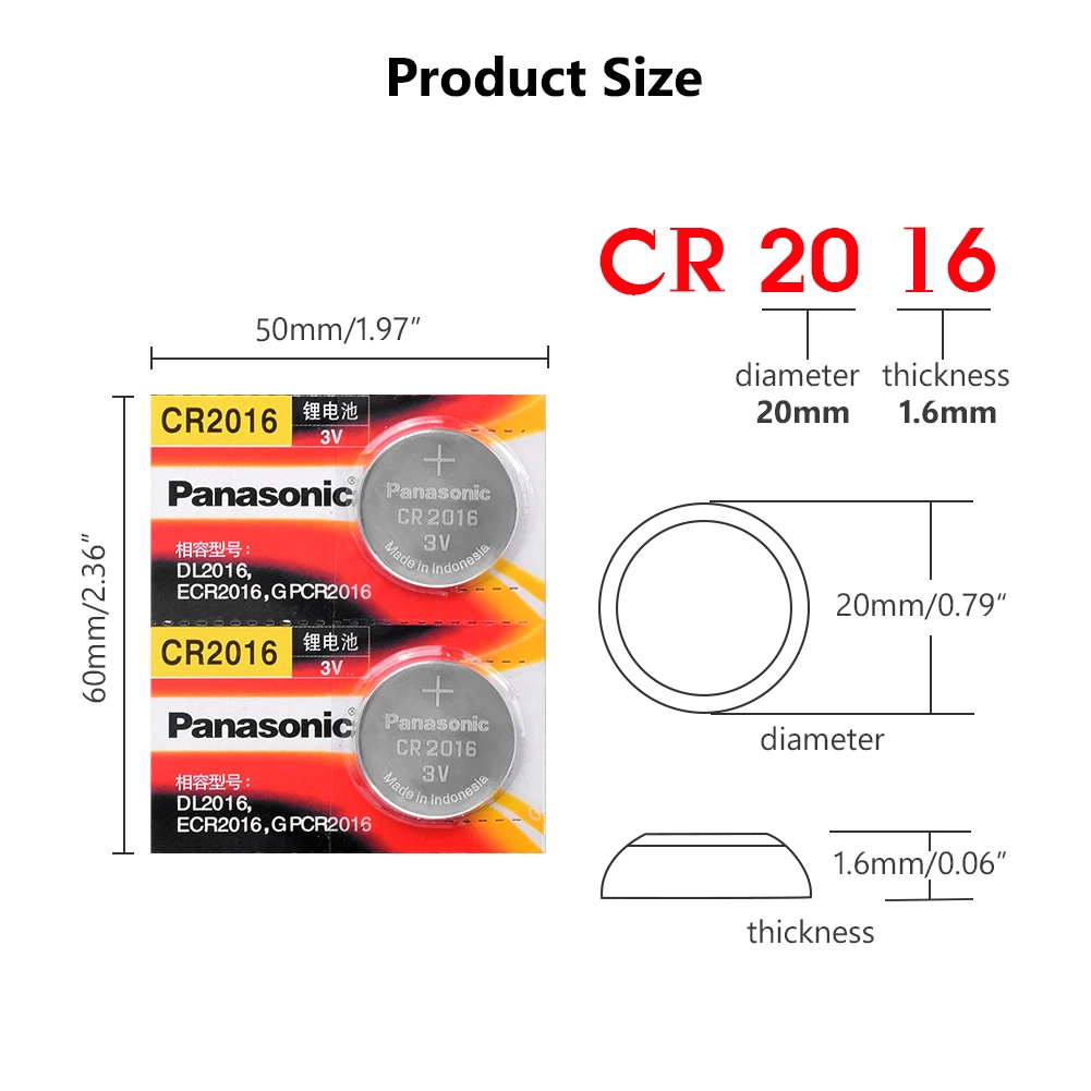 Panasonic 2 шт./лот 3 в cr2016 Высокое качество литиевая батарея кнопка батареи часы монета батареи cr DL2016 ECR2016