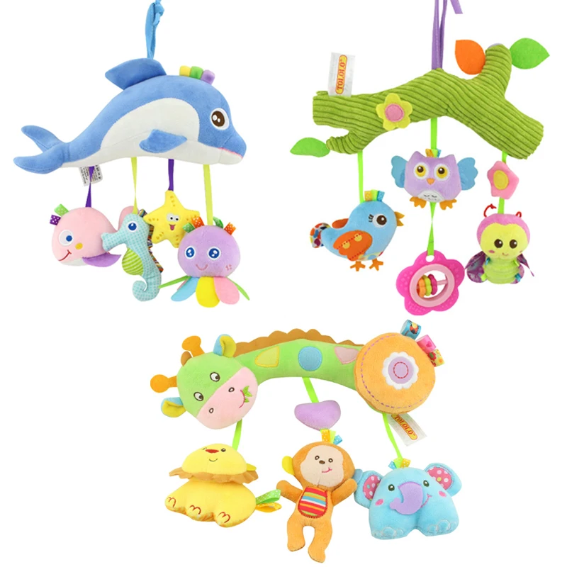 

Baby Rattle Toys for a Stroller Animal Doll Crib Hanging Teethers Mobile on the Bed Rattles Educational Toys for Newborn Babies