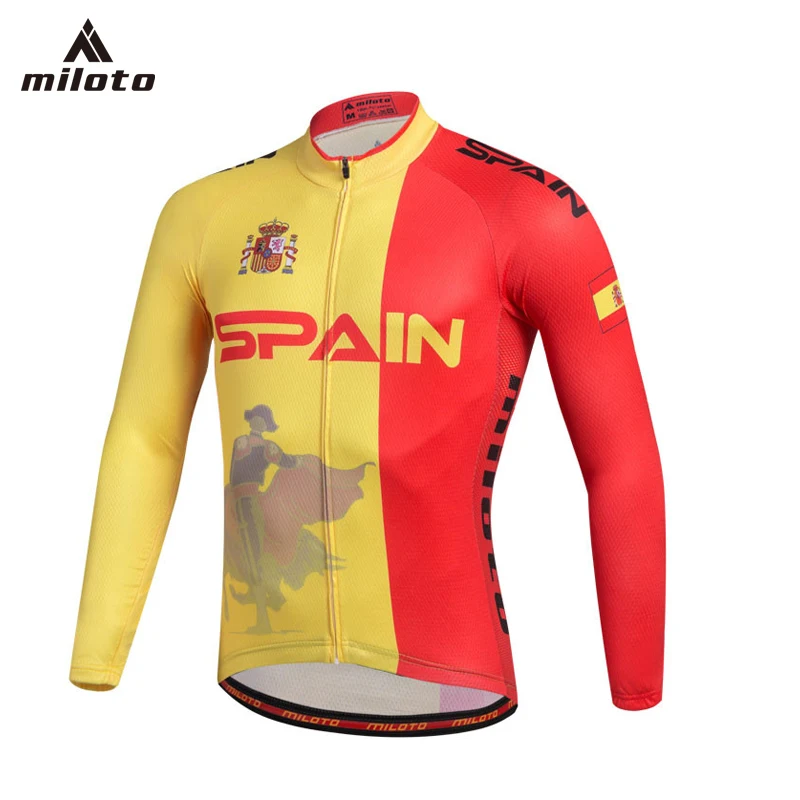 MILOTO Spain Cycling Jersey Men Winter Long Sleeve Mountain Bike