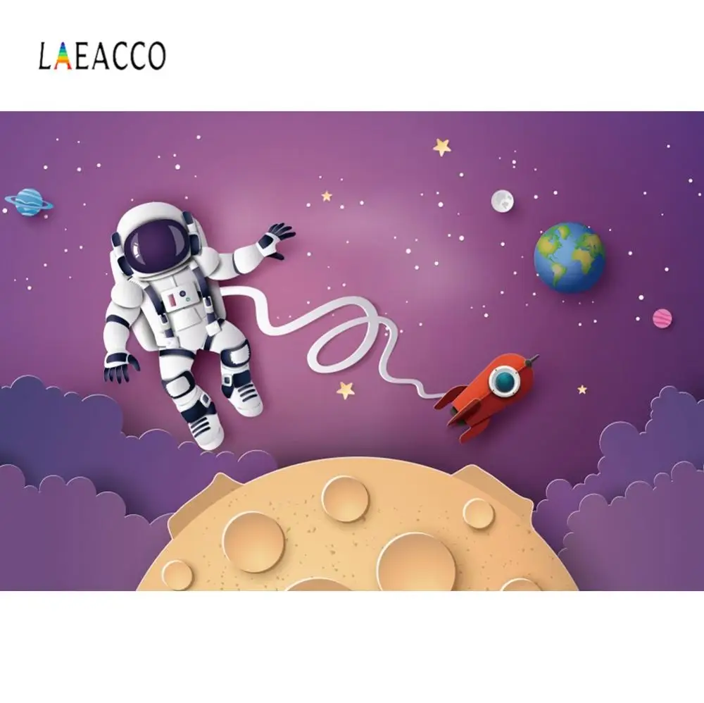 Laeacco Space Universe Astronaut Earth Planet Baby Photography Backgrounds Customized Photographic Backdrops For Photo Studio