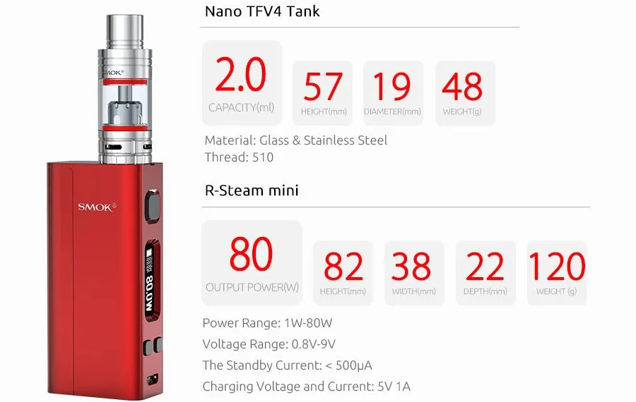 Vape SMOK Nano One Starter Kit электронная сигарета r-пара мини 80 Вт TC испаритель коробка мод Nano TFV4 Танк против Pico S219