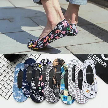

Beach Men's Fashion Harajuku Hip Hop Summer Men's Socks Fun Plaid Breathable Invisible Short Socks Men's Happy Crew Socks