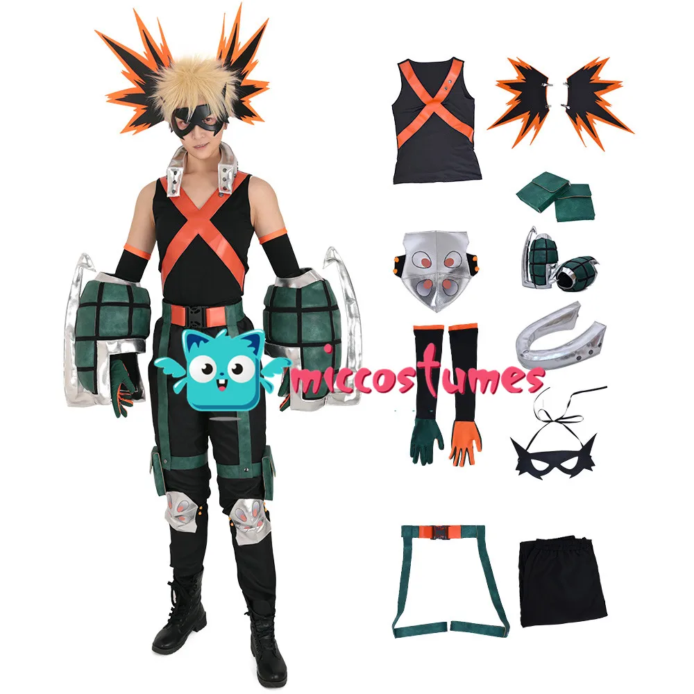 Костюм для косплея Bakugou моя геройская Академия Katsuki Bakugo Kacchan костюм с маской и
