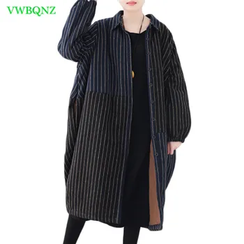 

Autumn Winter New Large size Women Cotton Coat Women's Loose Quilted Long Outerwear Female Bat sleeve Blue black Overcoat A758