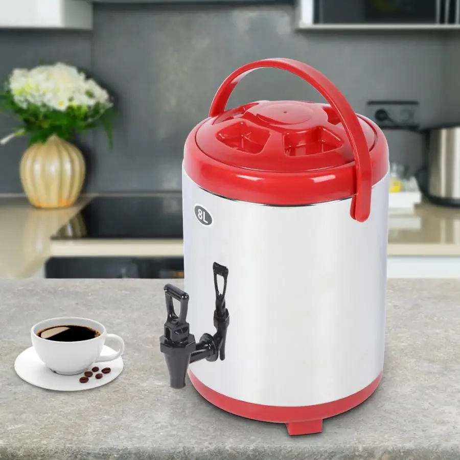 

304 Stainless Steel Double-Layer Insulation Barrel Container for Hot Water/Soybean Milk/Milk Tea Coffee