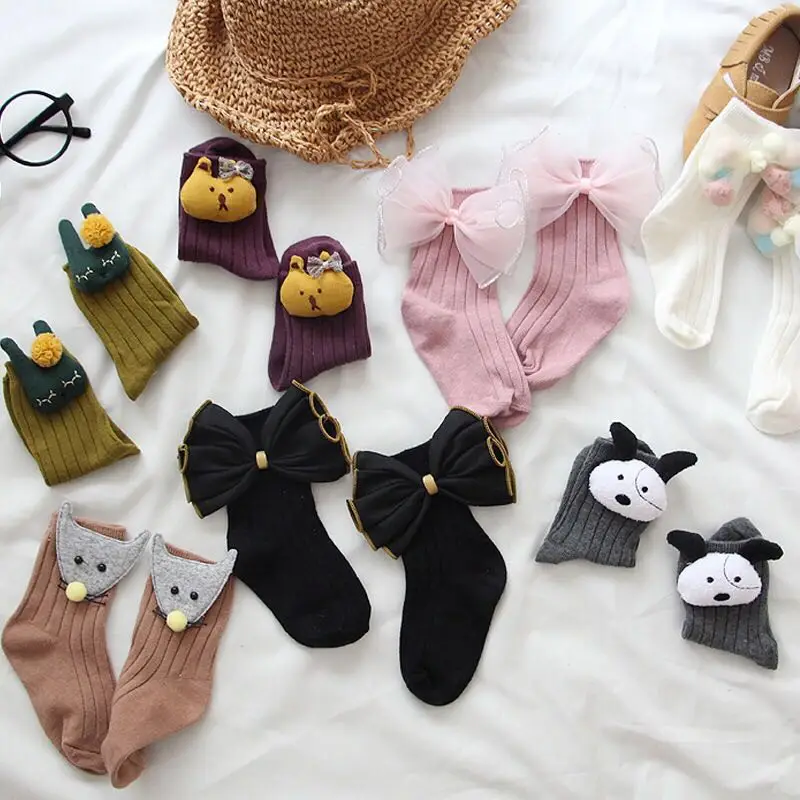 Детские носки, хлопковые осенне-зимние носки ручной работы с мультяшными куклами, мужские и женские хлопковые носки