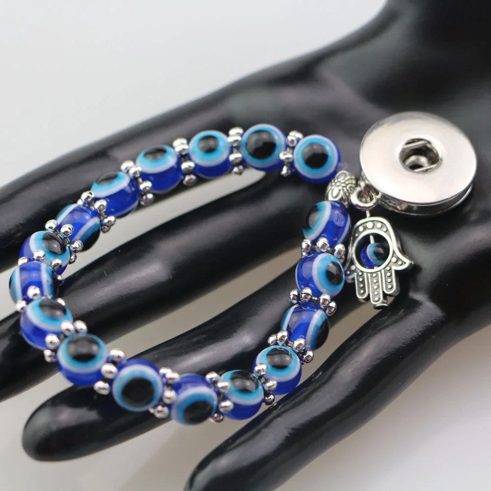 Handmade Blue Adjustable Bead Stretch Bracelet Lucky Evil Eye Fatima