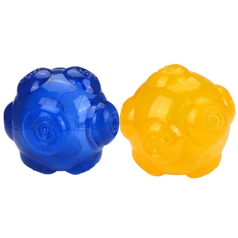 

Durable Rubber Dog Toy Chew Toys Ball Interactive Squeak Training Playing Pet Toy Balls Blue & Orange &Yellow Toys For Dogs