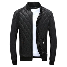 Кожаная куртка, Мужская бейсбольная куртка, Мужская брендовая одежда, Толстая теплая куртка из искусственной кожи для езды на мотоцикле и велосипеде, Мужская бархатная клетчатая куртка из искусственной кожи