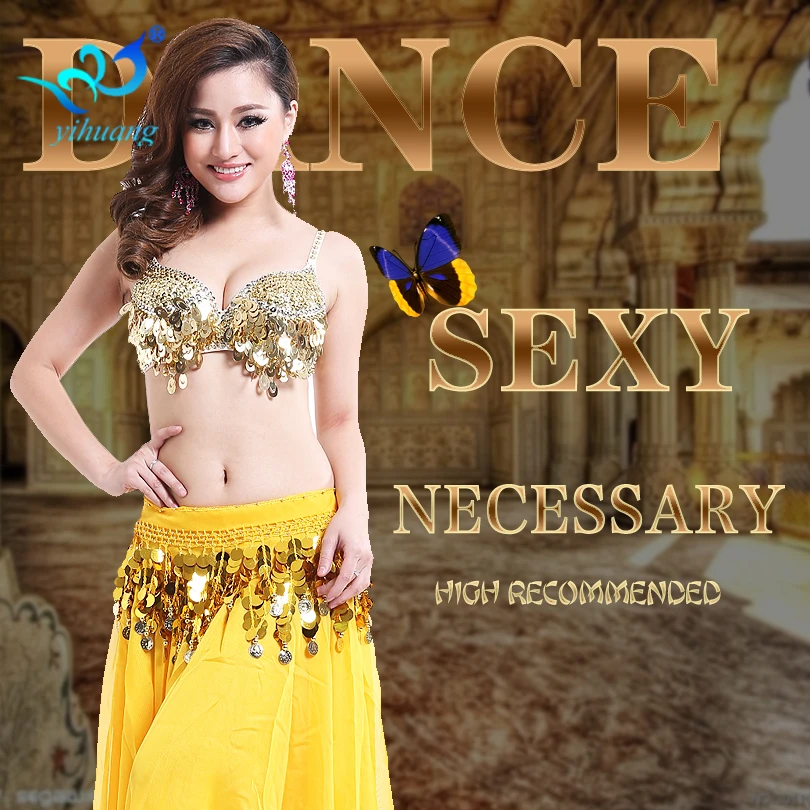 Belly Dancer Costume Suit Indian Dance Performance Hollaween Outfits Chiffon 2pcs Bra Skirt Set Free Shipping