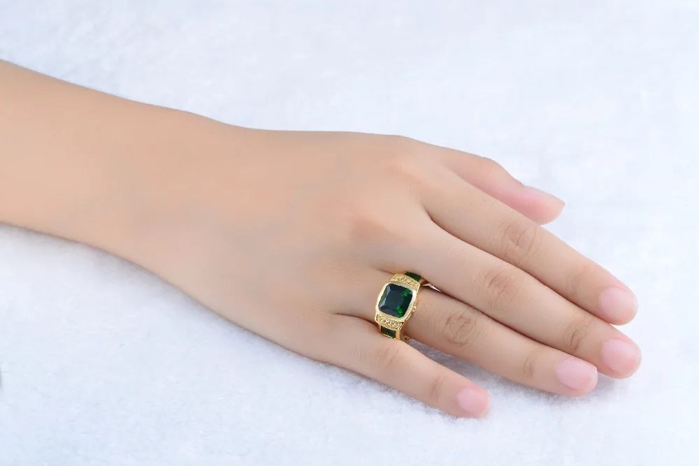 SuoHuan, Размер 7-13, горячее предложение, Новое мужское кольцо, Мужской зеленый цирконий, камень, кристалл, позолота, обручальное кольцо, мужской ювелирный подарок на палец