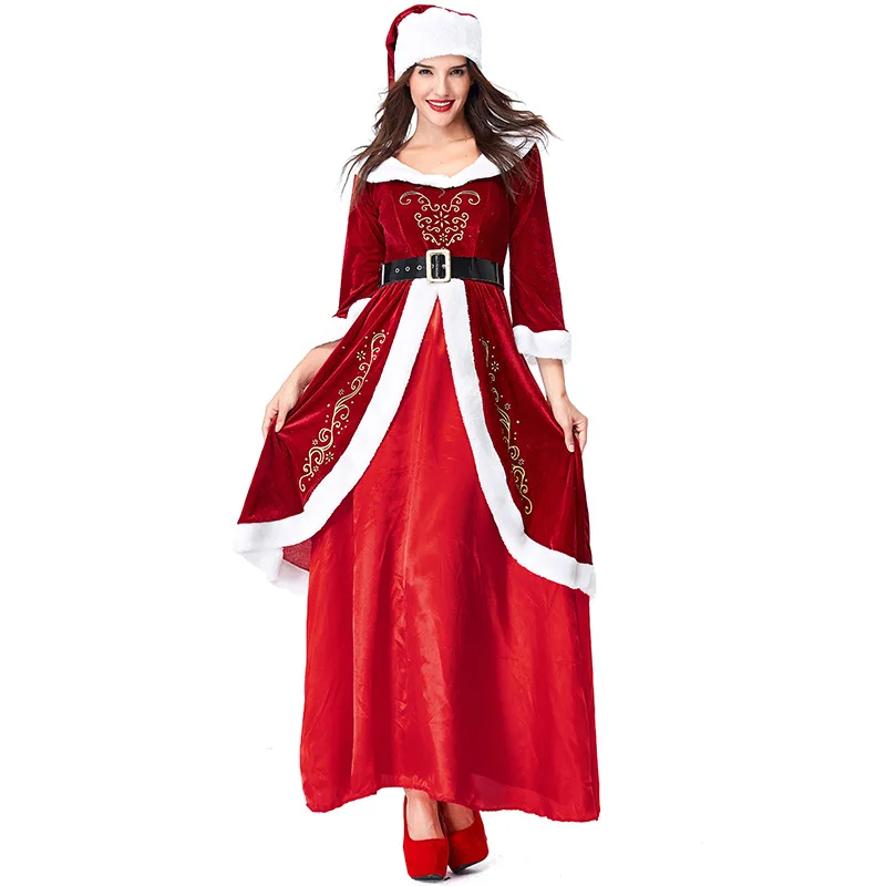 Halloween Christmas Claus Santa Cape Cloak Luxury Prom Sexy Costume For