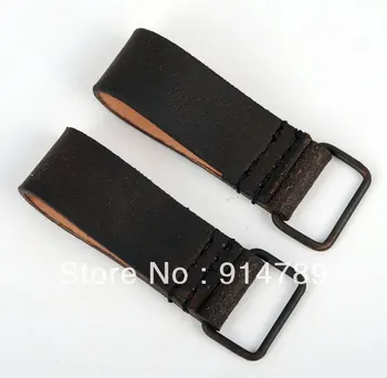 

PAIR OF WW2 GERMAN ARMY BELT LOOP STRAPS LOOP LEATHER RING BLACK-33224